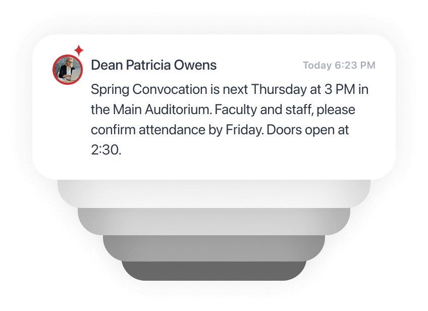 PhotoCircle announcements feed showing visual updates posted to a circle.