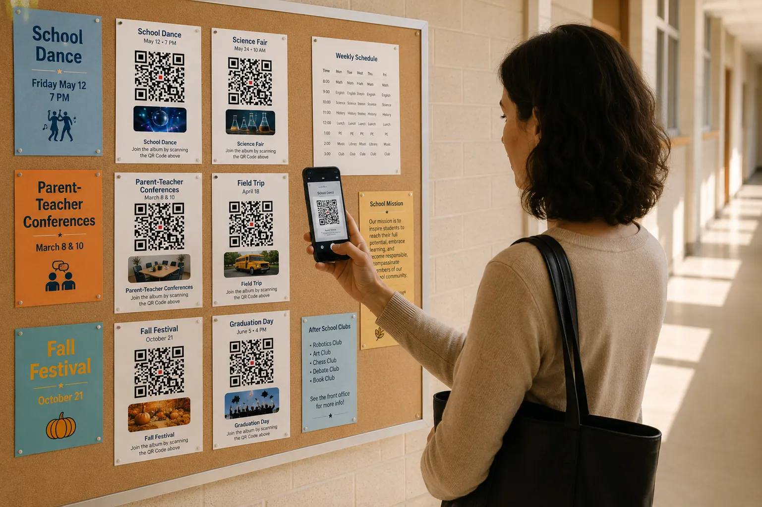QR code poster for parents to join a private school photo-sharing Circle 1.00